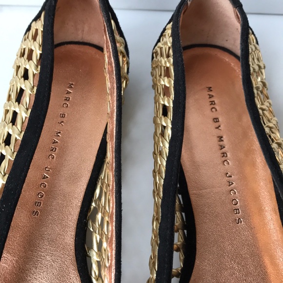 Marc Jacobs cap toe ballet flats! Black gold 7 - Picture 7 of 8